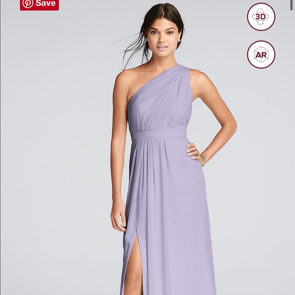 David’a Bridal Iris Chiffon Dress with Asymmetric Neckline